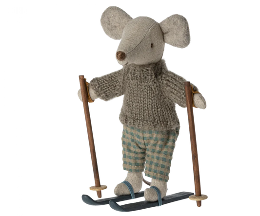 Maileg Big Brother Mouse on Skis