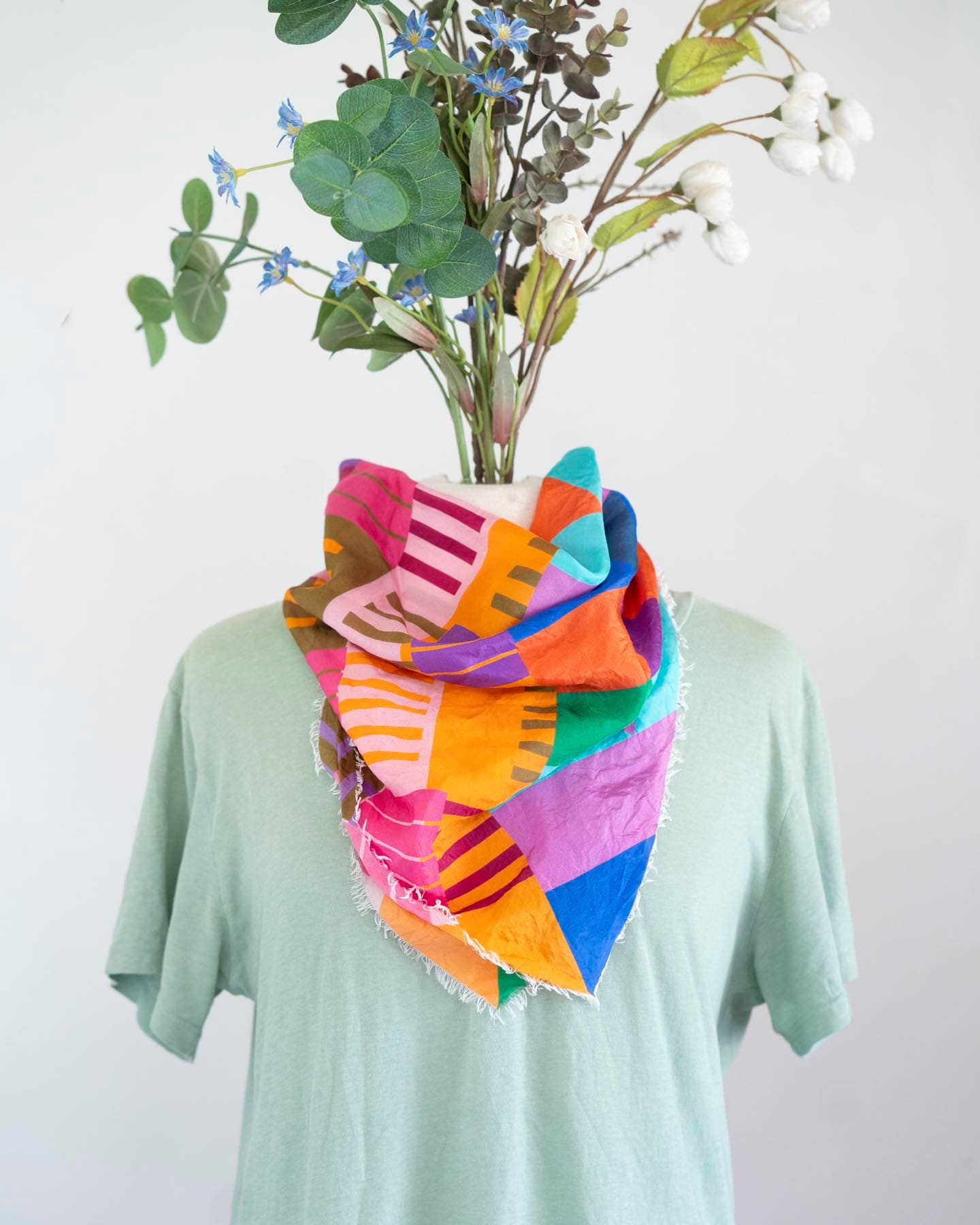 Autumn on the Plains - Shapes - Pure Silk Bandana Scarf