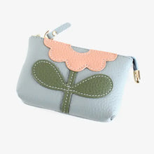 Load image into Gallery viewer, Flower Applique Leather Coin Purse - Several Colors

