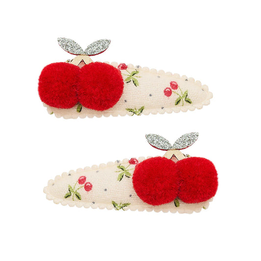 Pom Pom Cherries Hair Clips