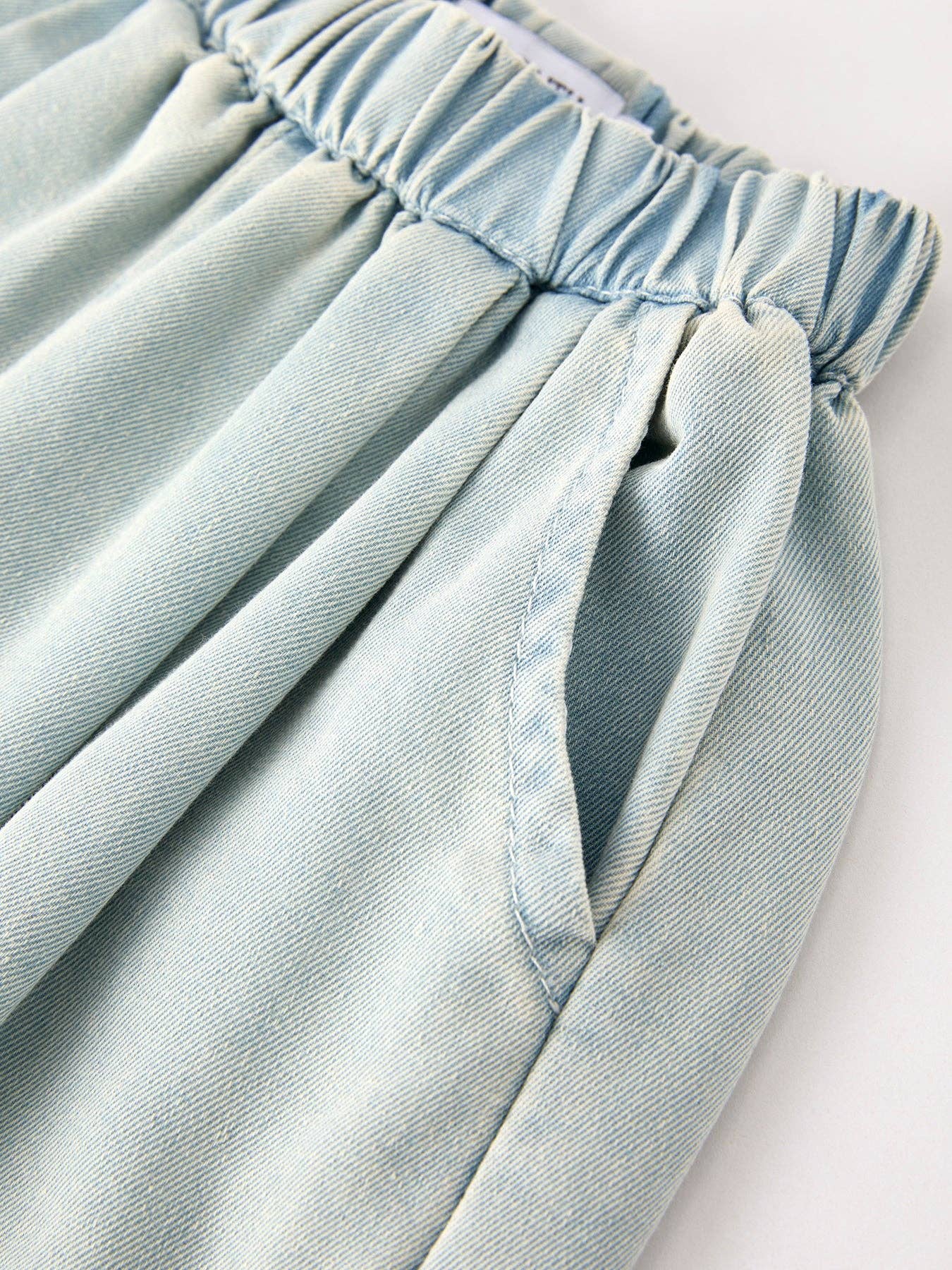 Summer Light Color Denim Lace Girls Set