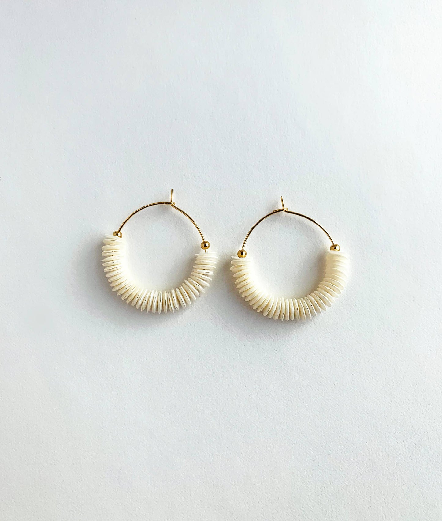 Pearlized White Sequin Hoops