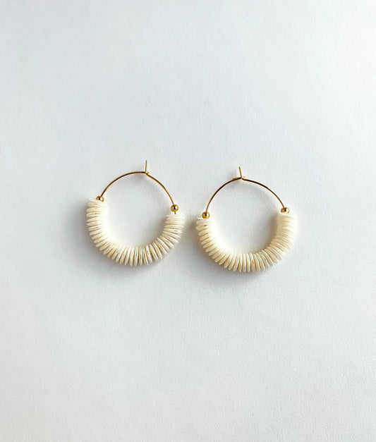 Pearlized White Sequin Hoops