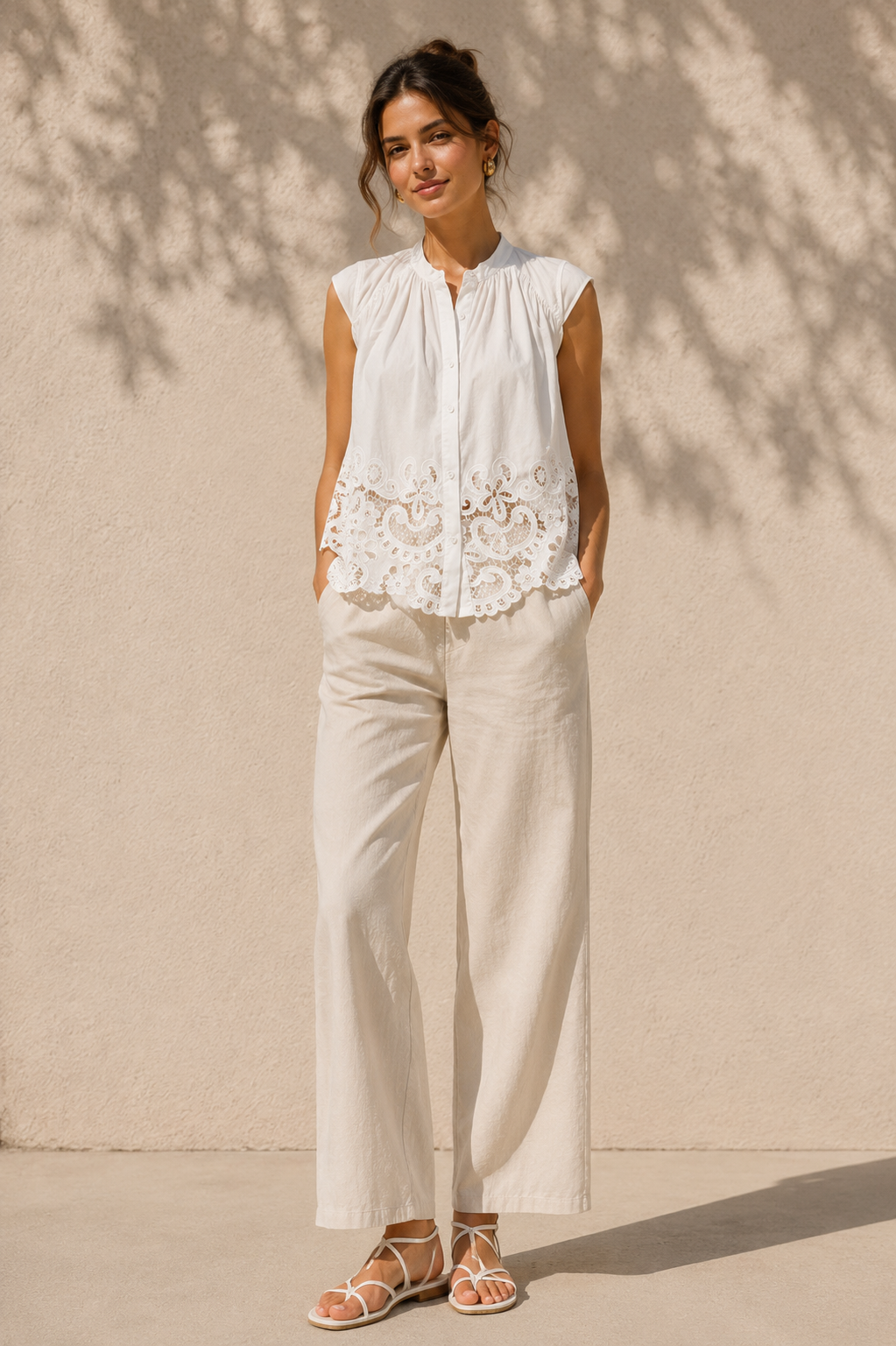 Embroidered Hem Blouse