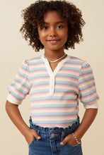 Load image into Gallery viewer, Girls Contrast Banded Button Detail Ribbed Knit
