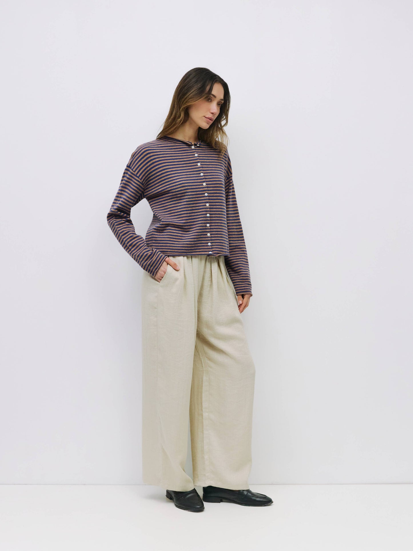Striped Button-Down Cardigan