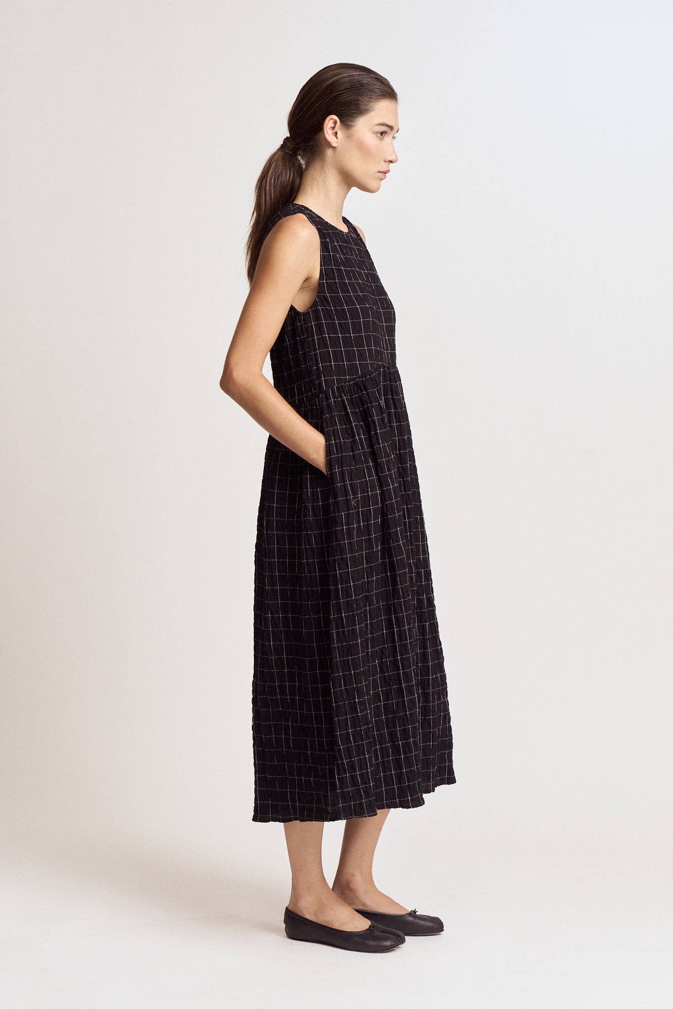 Grid Gauze Easy Dress