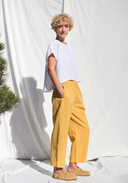 Heavy Linen Balloon Trousers VIVIAN - Honey Haze