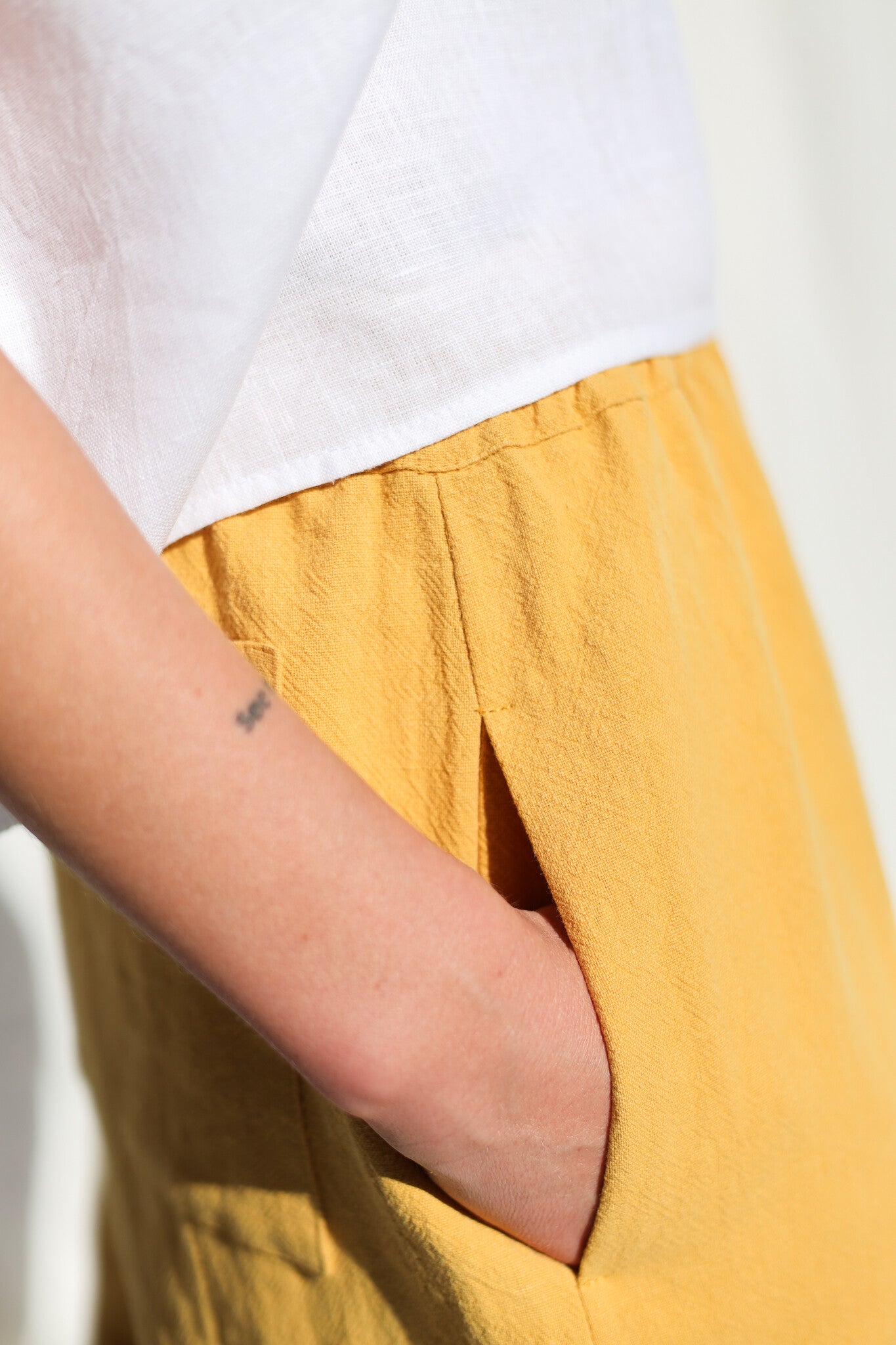 Heavy Linen Balloon Trousers VIVIAN - Honey Haze