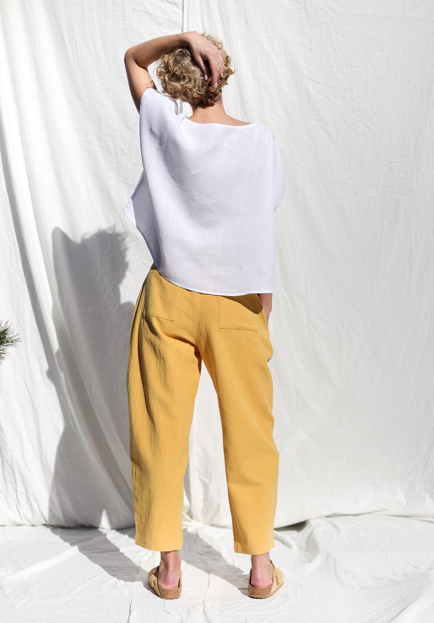 Heavy Linen Balloon Trousers VIVIAN - Honey Haze