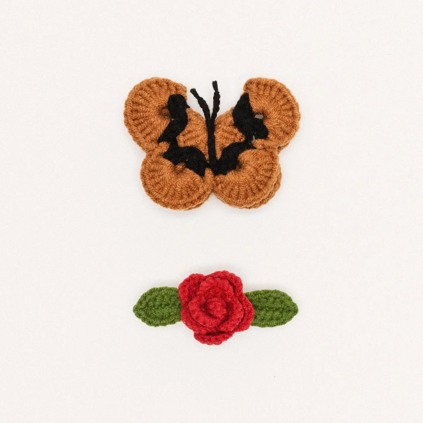 Butterfly Garden Crochet Hair Clips - Red
