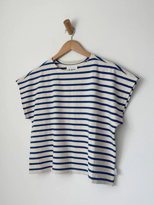 Manon Tee - Blue Stripe on Cream