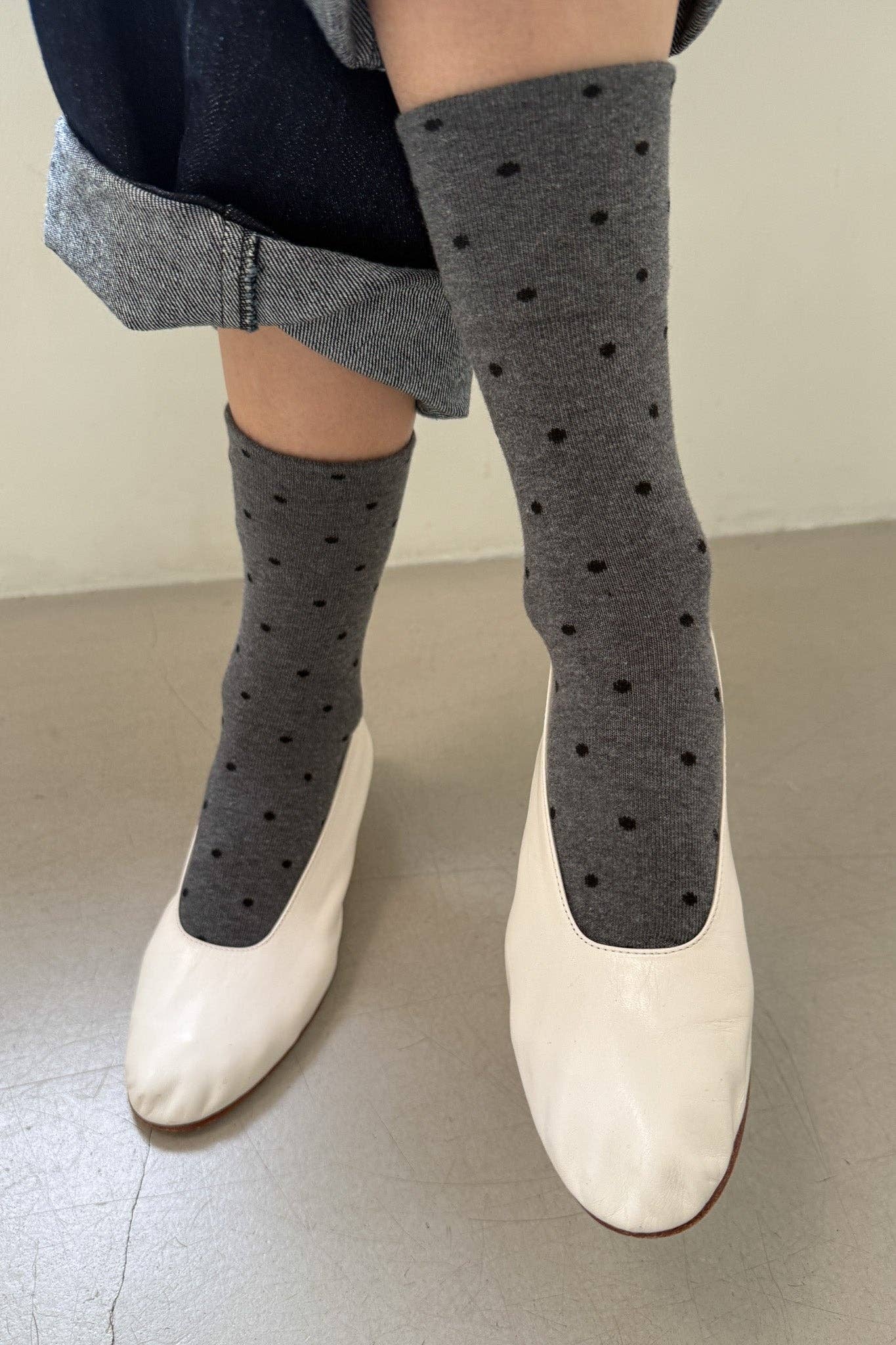 Polka Dot Sneaker Socks OATMEAL/BLACK