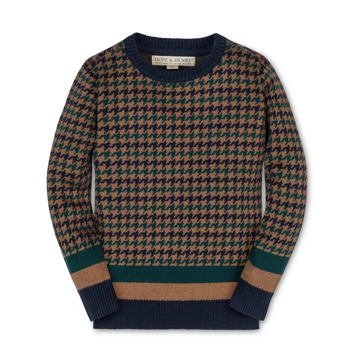 Organic Intarsia Crew Neck Sweater