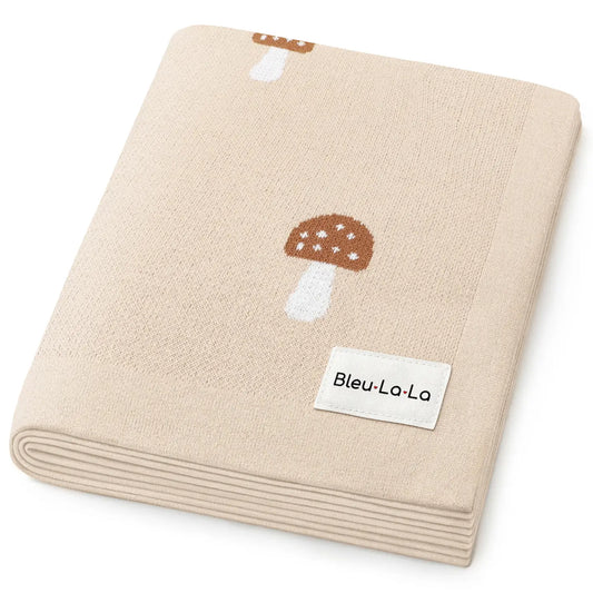 100% Cotton Swaddle Receiving Baby Blanket - Mushroom