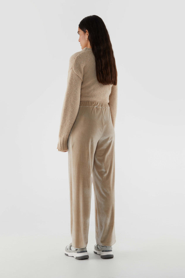Velvet Stretch Pants - Beige