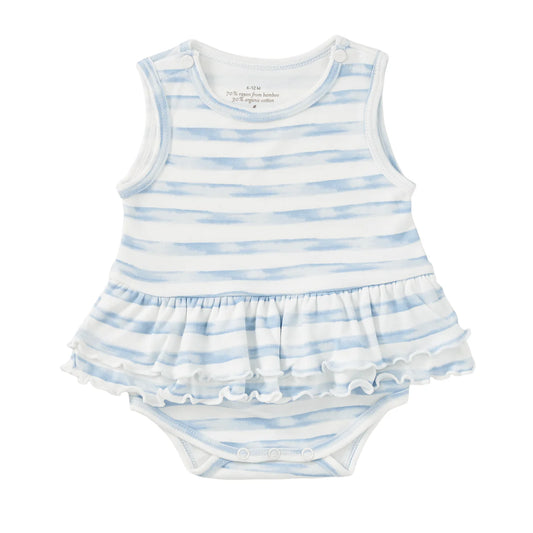 Bamboo Blend Skirted Romper - Breezy Bay Stripe