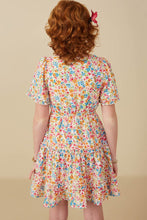 Load image into Gallery viewer, Girls Ditsy Floral Ruffle Tiered Button Dress
