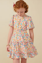 Load image into Gallery viewer, Girls Ditsy Floral Ruffle Tiered Button Dress
