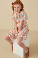 Load image into Gallery viewer, Girls Ditsy Floral Ruffle Tiered Button Dress
