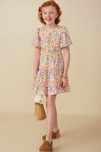 Load image into Gallery viewer, Girls Ditsy Floral Ruffle Tiered Button Dress
