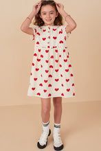 Load image into Gallery viewer, Girls Heart Print Textured Button Detail Dress
