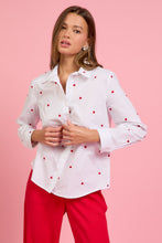 Load image into Gallery viewer, Poplin Heart Embroidery Shirt - White
