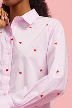 Load image into Gallery viewer, Poplin Heart Embroidery Shirt - Lavender/Red
