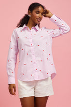 Load image into Gallery viewer, Poplin Heart Embroidery Shirt - Lavender/Red
