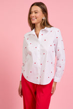 Load image into Gallery viewer, Poplin Heart Embroidery Shirt - White
