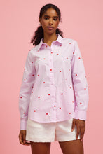 Load image into Gallery viewer, Poplin Heart Embroidery Shirt - Lavender/Red
