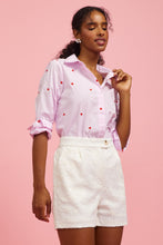 Load image into Gallery viewer, Poplin Heart Embroidery Shirt - Lavender/Red
