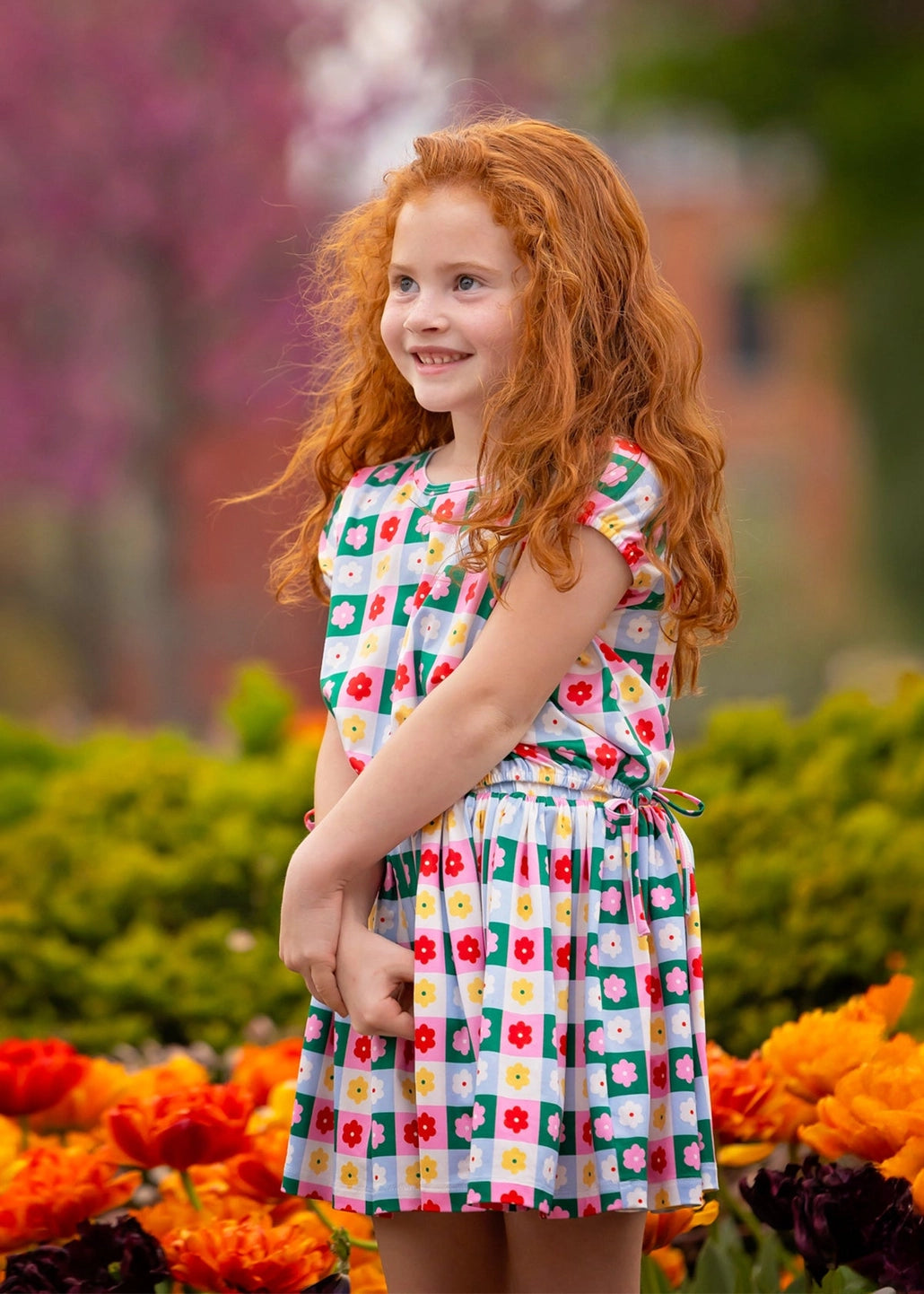 Flower Pops Cap Sleeve Two Piece Set