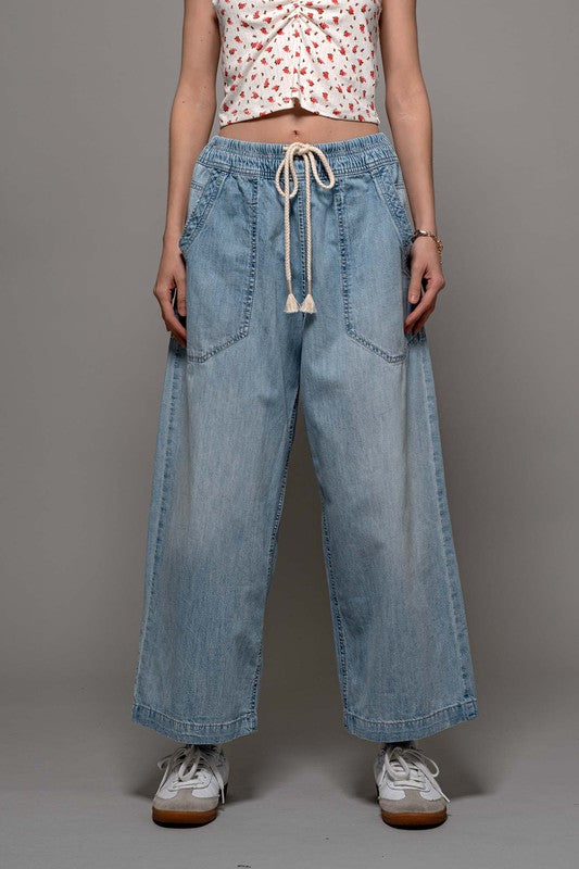 Coastal Breeze Wide-leg Denim Pants