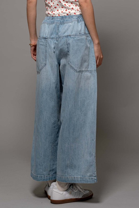 Coastal Breeze Wide-leg Denim Pants