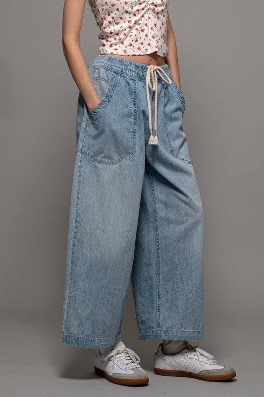 Coastal Breeze Wide-leg Denim Pants