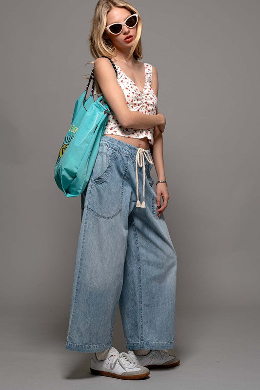 Coastal Breeze Wide-leg Denim Pants