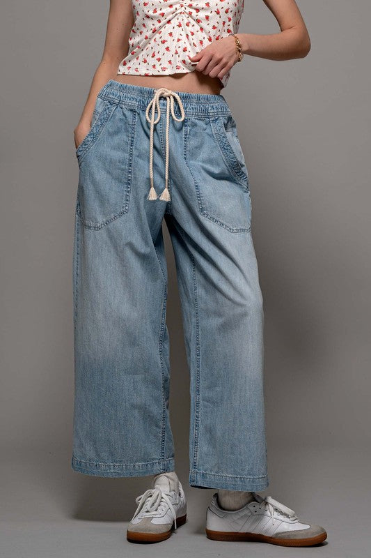 Coastal Breeze Wide-leg Denim Pants