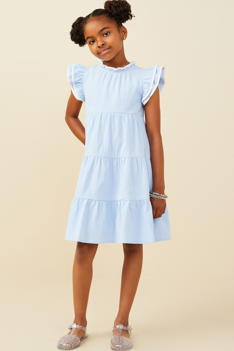 Contrast Piped Ruffle Detail Dress