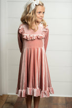 Load image into Gallery viewer, Kids Pink Velvet Ruffle Dress

