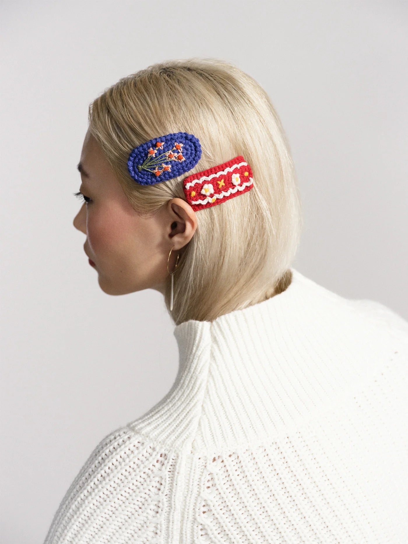 Polly Crochet Hair Clips - Red Multi