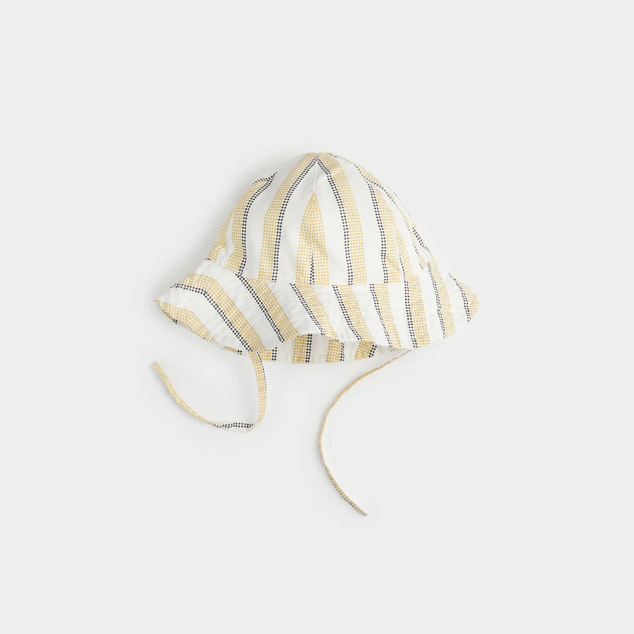 Striped Woven Hat - Yellow