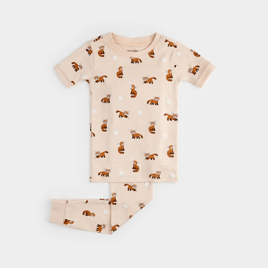 Red Panda Print on Short-Sleeved PJ Set