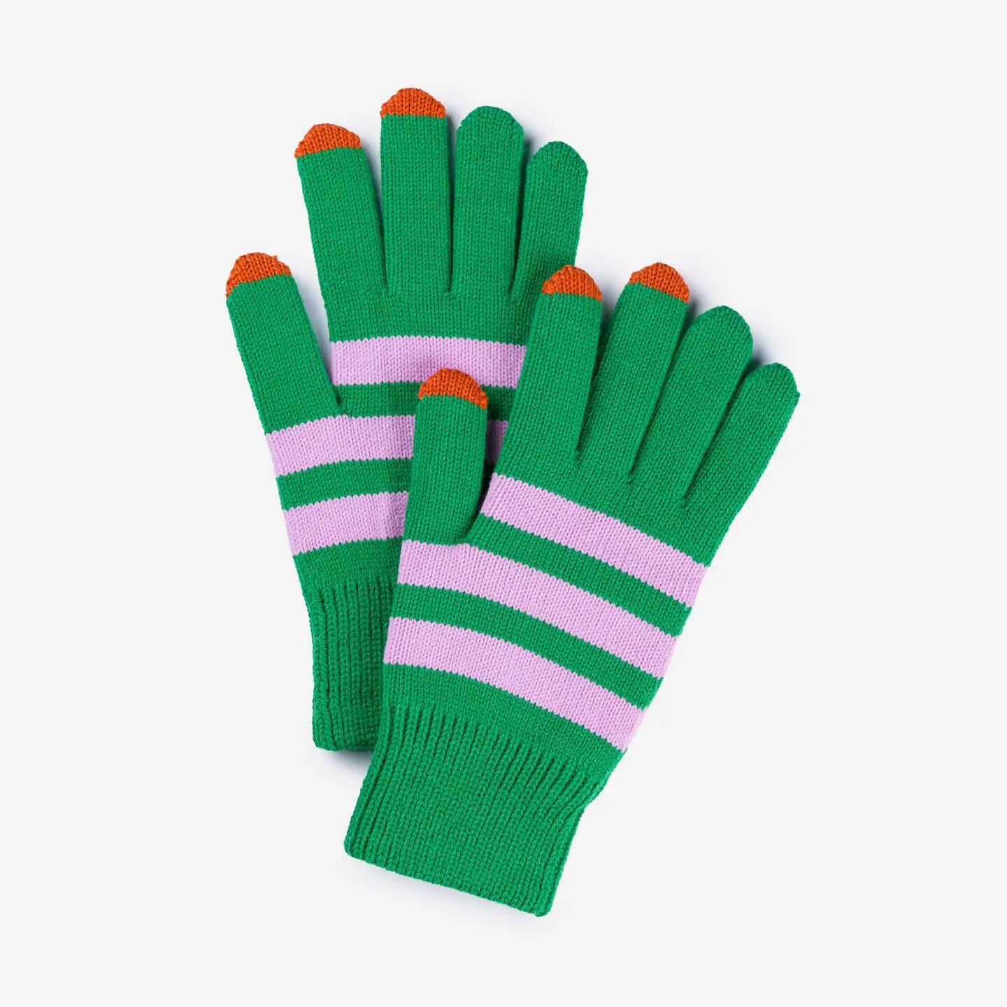 Stripe Touchscreen Gloves - Kelly/Lilac