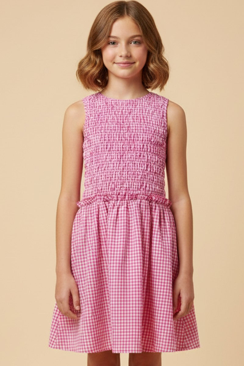 Gingham Smocked Seersucker Tank Dress