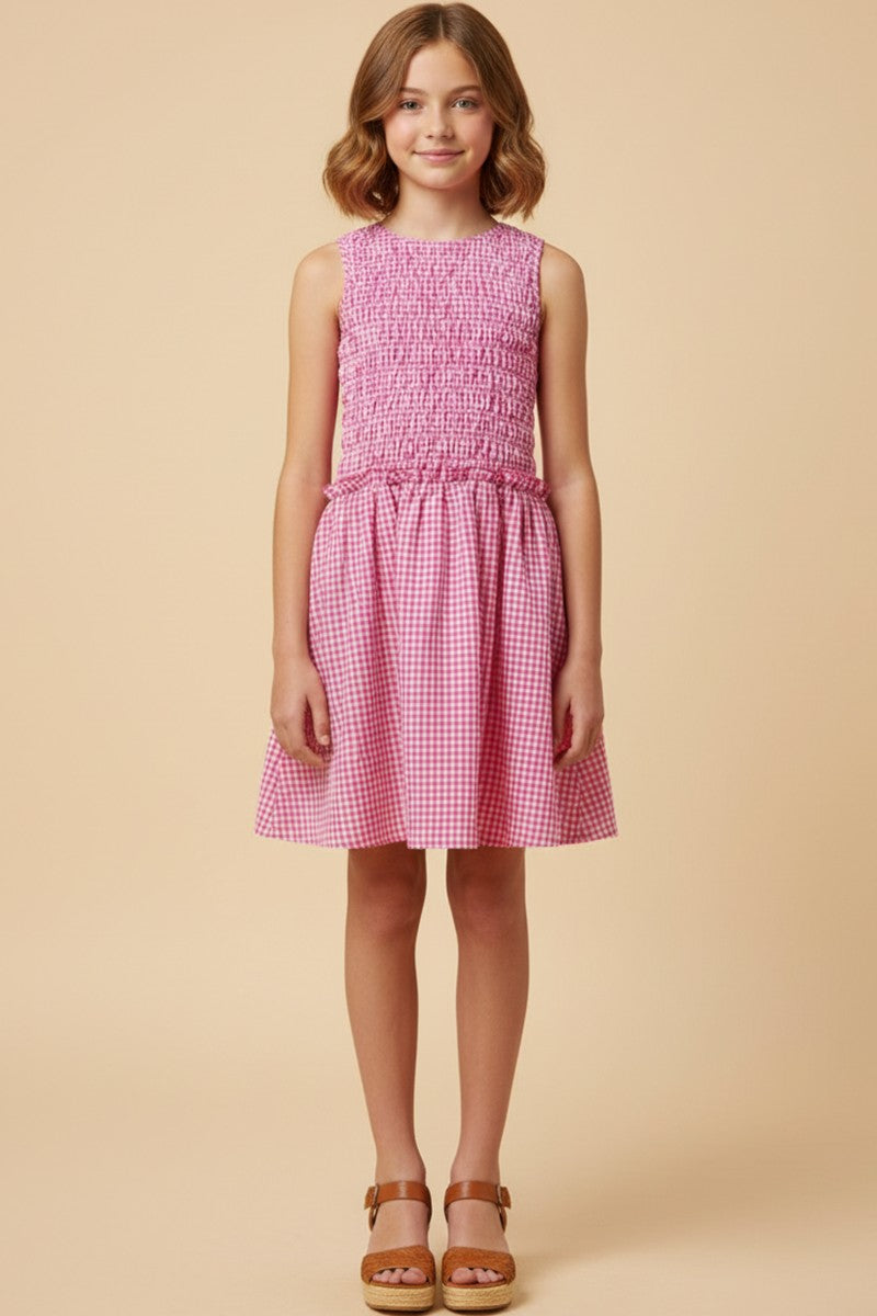 Gingham Smocked Seersucker Tank Dress