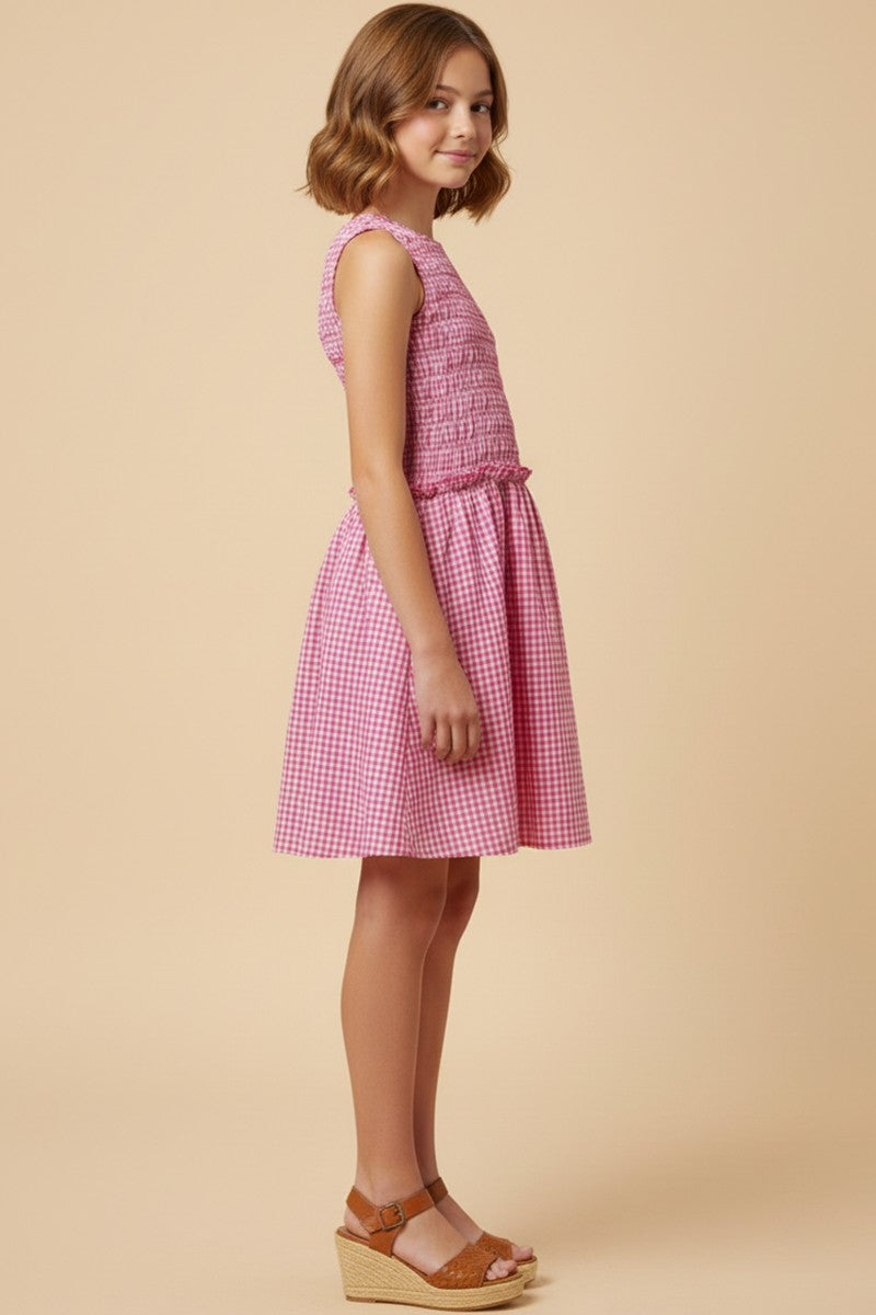 Gingham Smocked Seersucker Tank Dress