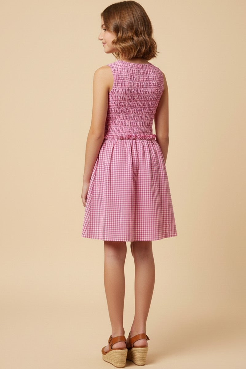 Gingham Smocked Seersucker Tank Dress