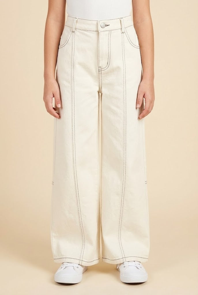 Stitch Detail Stretch Straight Leg Pants