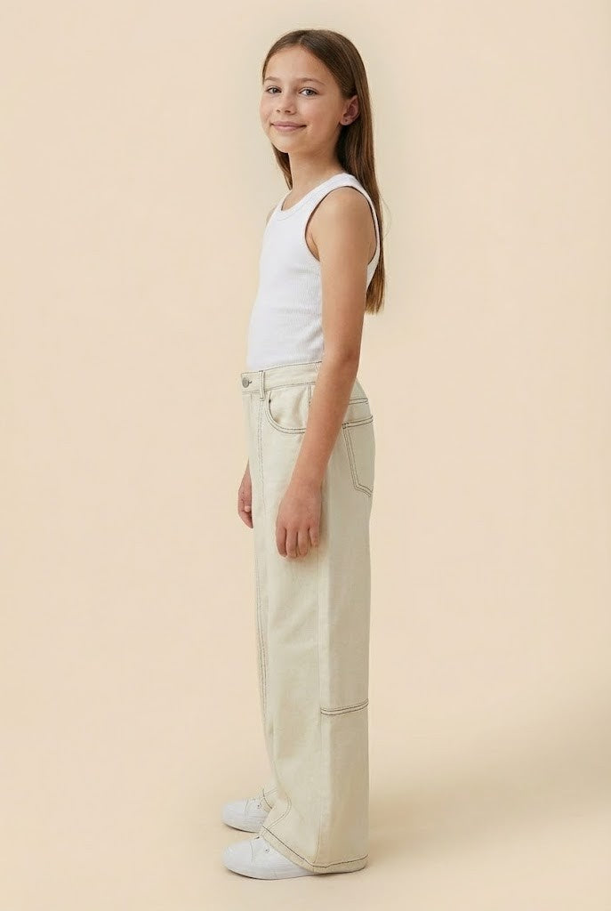 Stitch Detail Stretch Straight Leg Pants